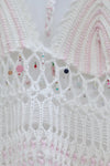 SWAYING/KNIT Beaded Embroidered Bikini Top SW22SST88 Pink/White